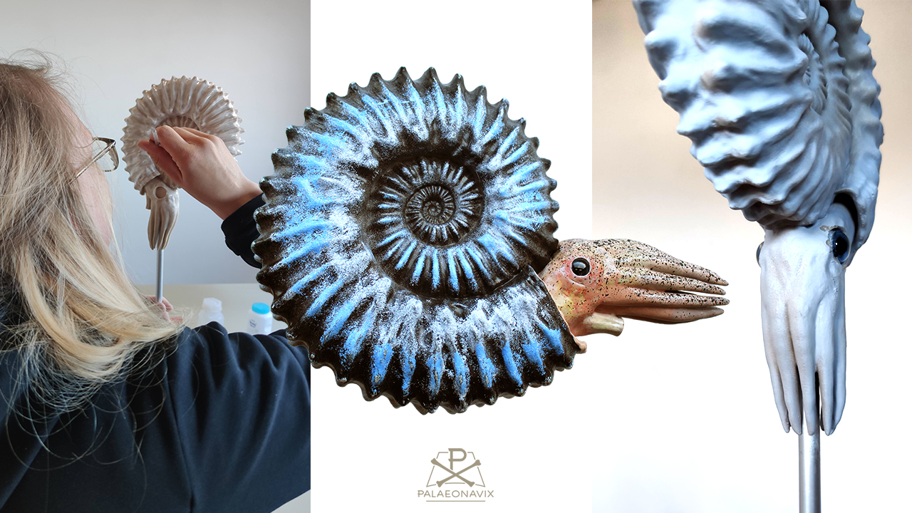 3D-gedrucktes Modell eines Aulacostephanus mit ausgestreckten Armen